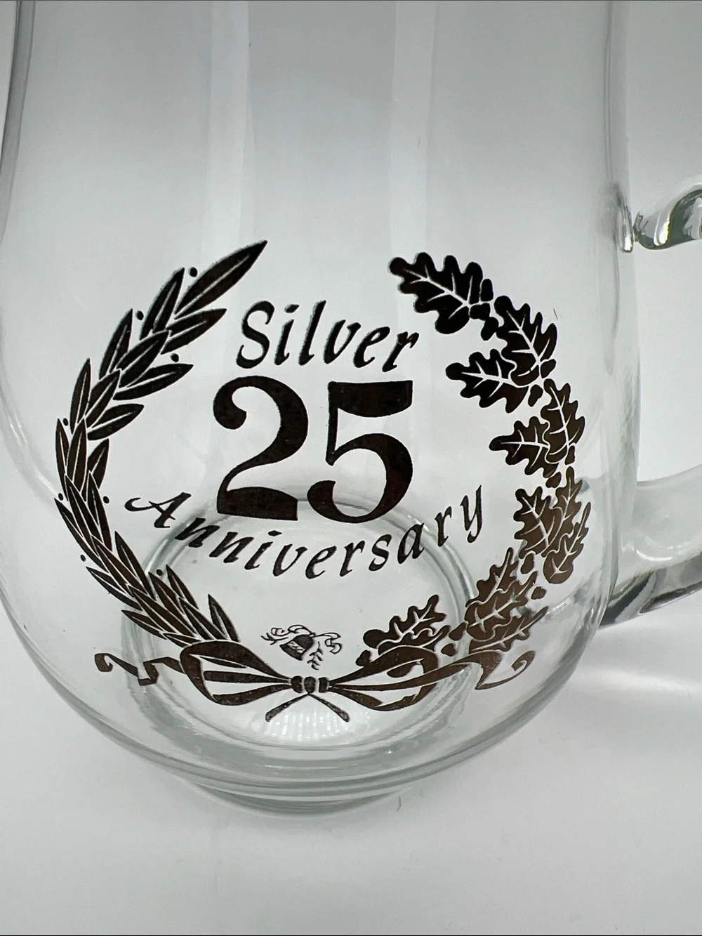 Vintage West Virginia Glass Co. 25th Silver Anniversary Hand-blown Glass Pitcher